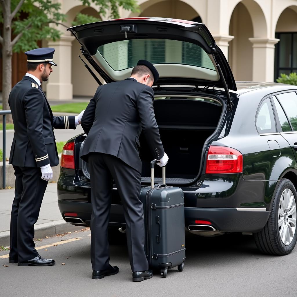 A2A car chauffeur assisting a passenger with luggage