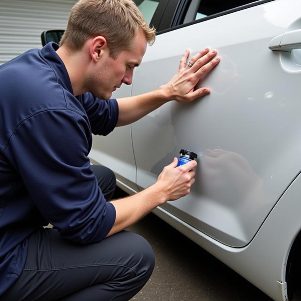 AA Inspector Examining a Used Car