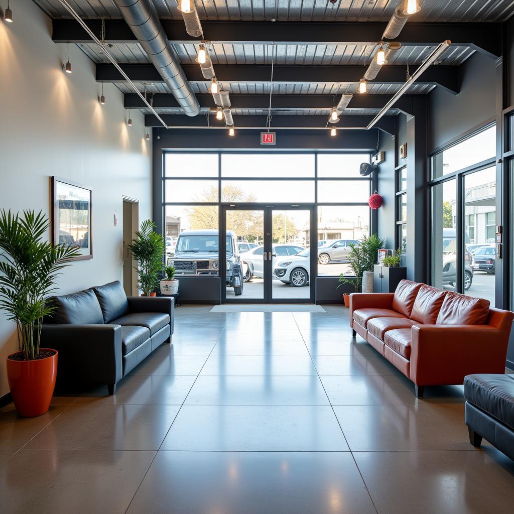 Comfortable and modern waiting area at an Adelaide car service center