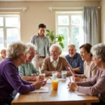 Seniors participating in adult day care activities