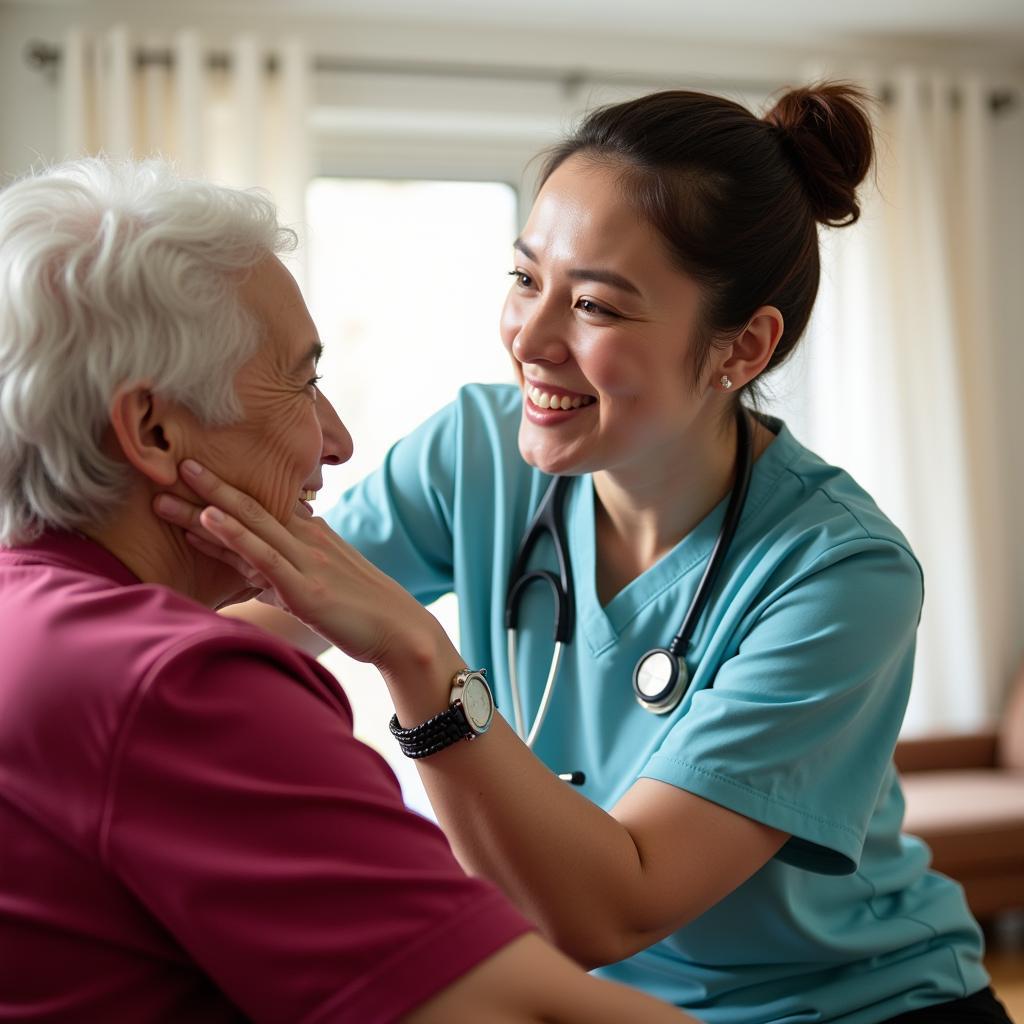 Aged Care Worker Supporting Resident