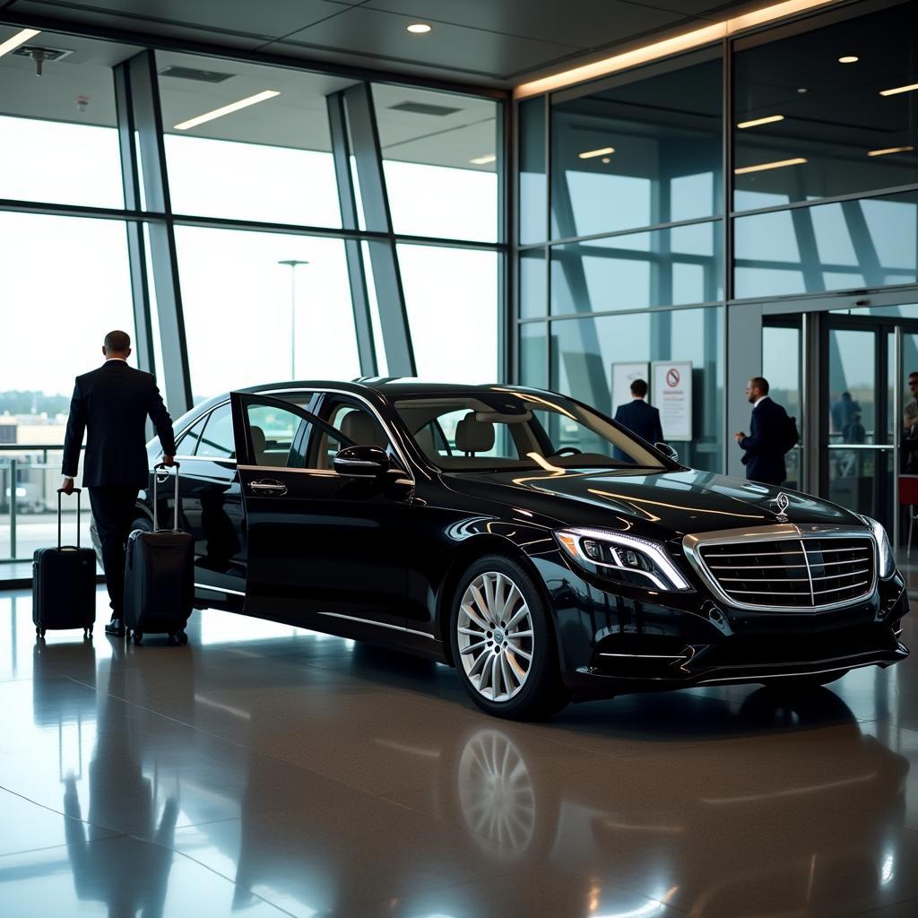 Luxury car waiting outside Newark Airport