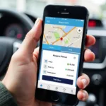 Booking an airport private car service on a mobile phone