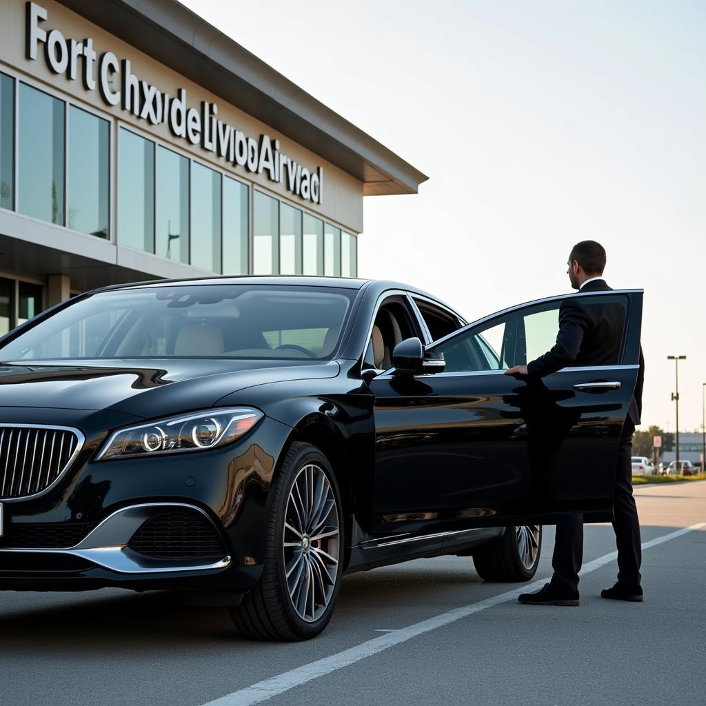 Luxury car waiting outside FLL arrivals