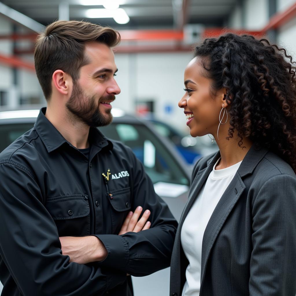 Customer Consulting with Car Service Technician in New Rochelle NY