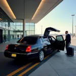 Anaheim town car waiting for passenger at airport curbside