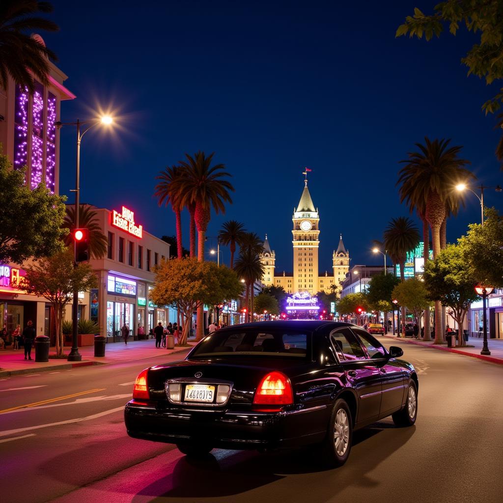 Anaheim Town Car at Night