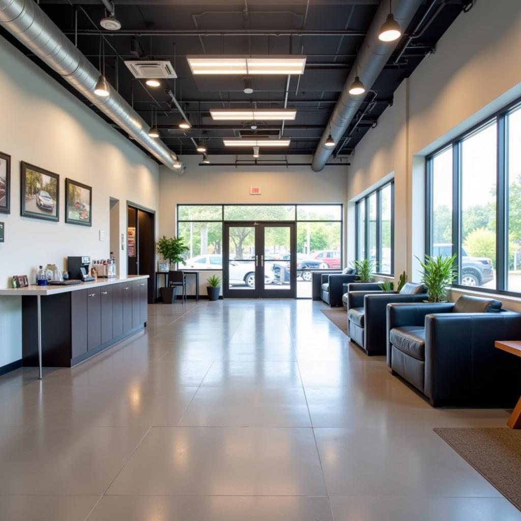 Comfortable waiting area at a car service center in Andover