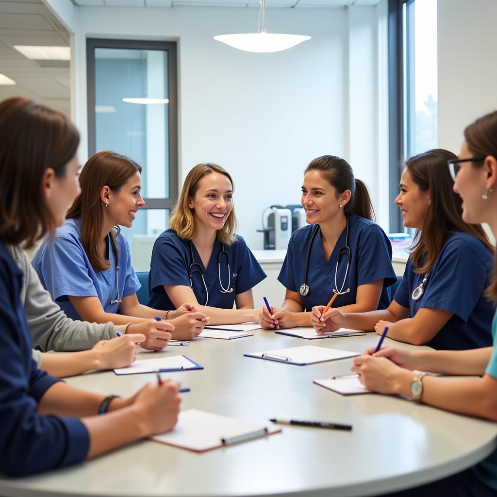 Animal care team meeting to discuss employee retention strategies