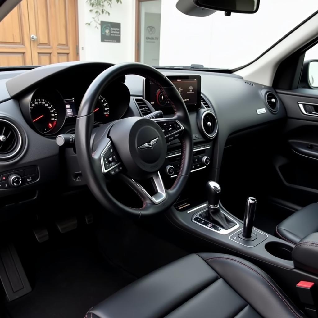 Modern car interior with a focus on the dashboard