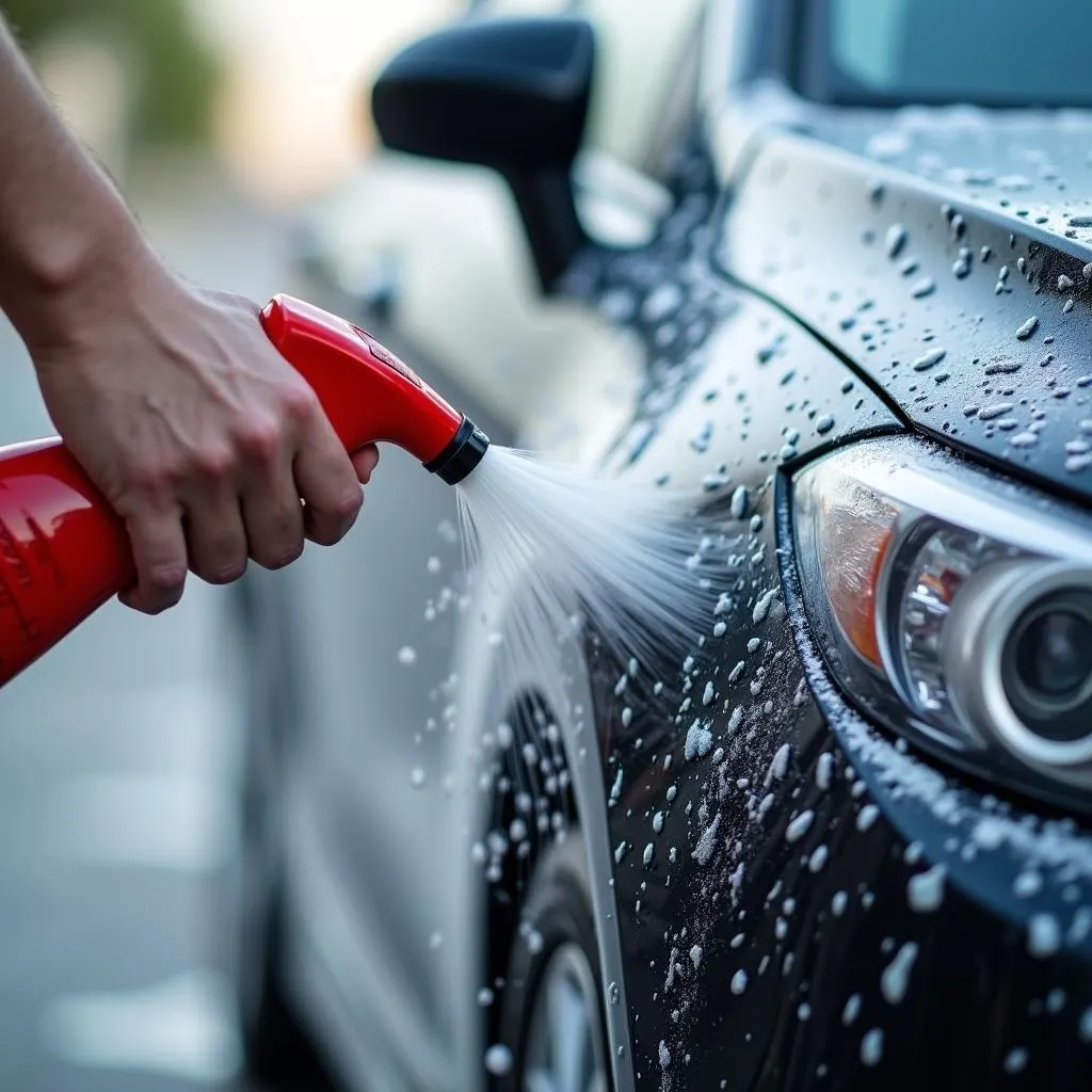 Applying Soap at a Self-Service Car Wash