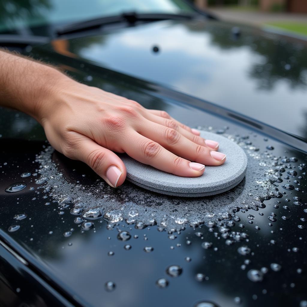 Applying Car Wax with Applicator Pad