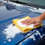 Applying car wash soap