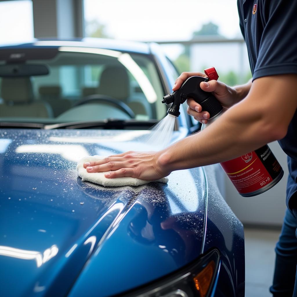 Applying Wax at a Self-Service Car Wash