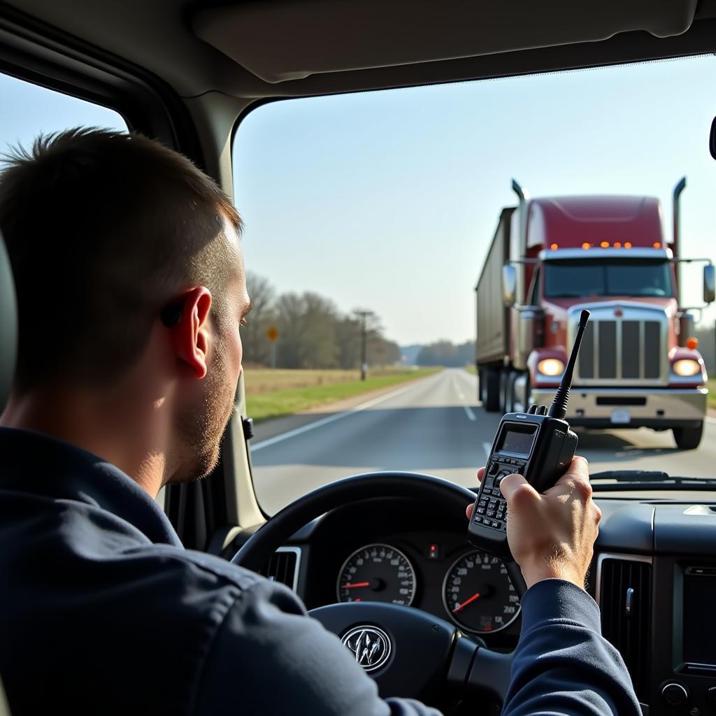 Arkansas Pilot Car Driver Communicating with Truck Driver