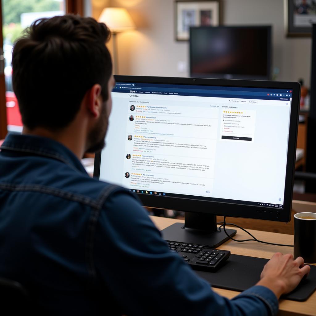 Customer reading online reviews for an Armadale car repair shop