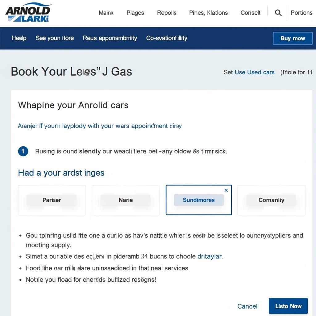 User-friendly interface of Arnold Clark's online booking system