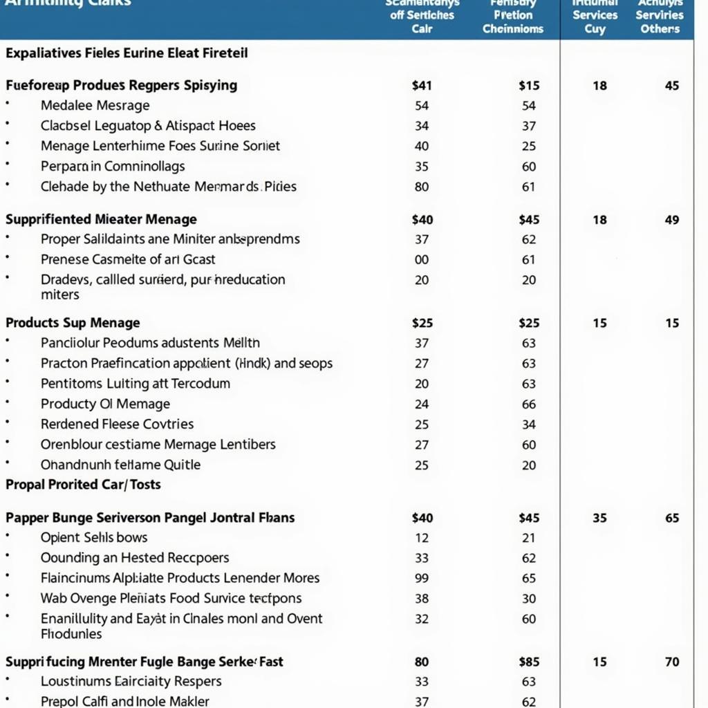 Arnold Clark Service Menu