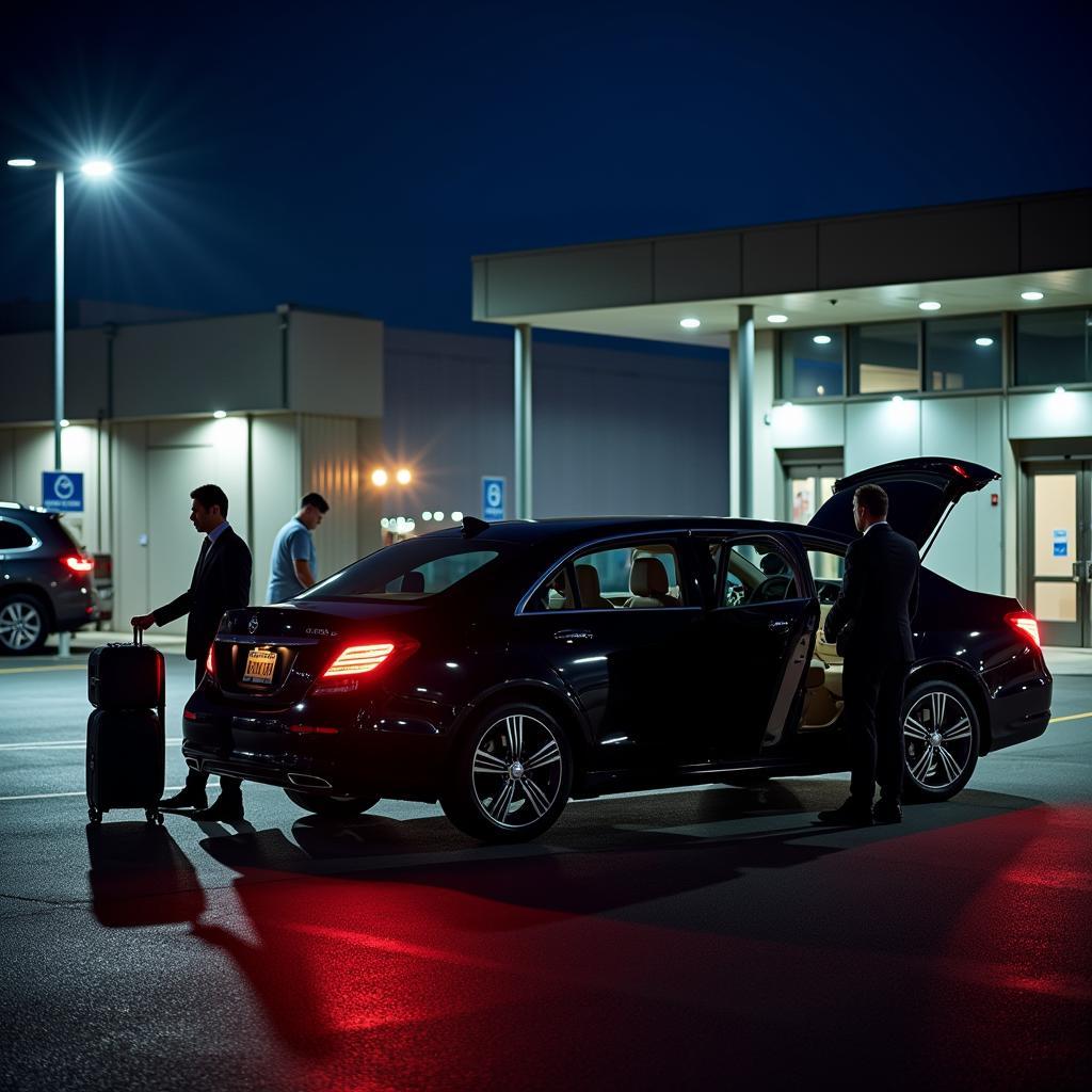 Car Service Waiting at Atlanta Airport at Night