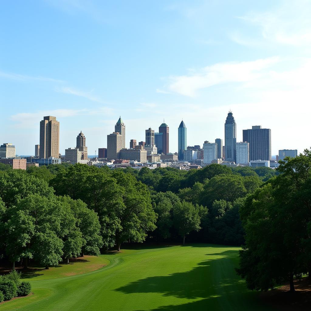 Atlanta city skyline from Piedmont Park