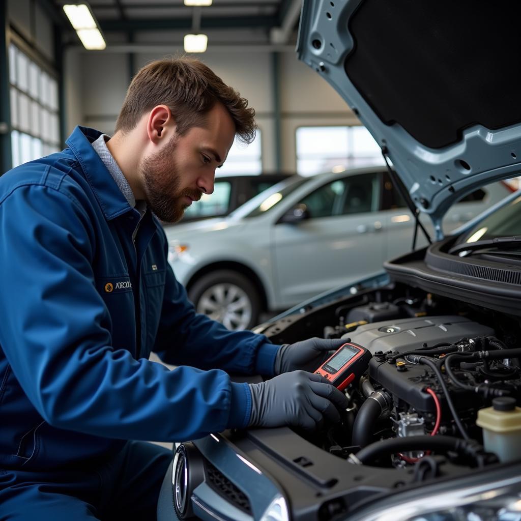 Experienced car service technician diagnosing an engine issue in Attleborough