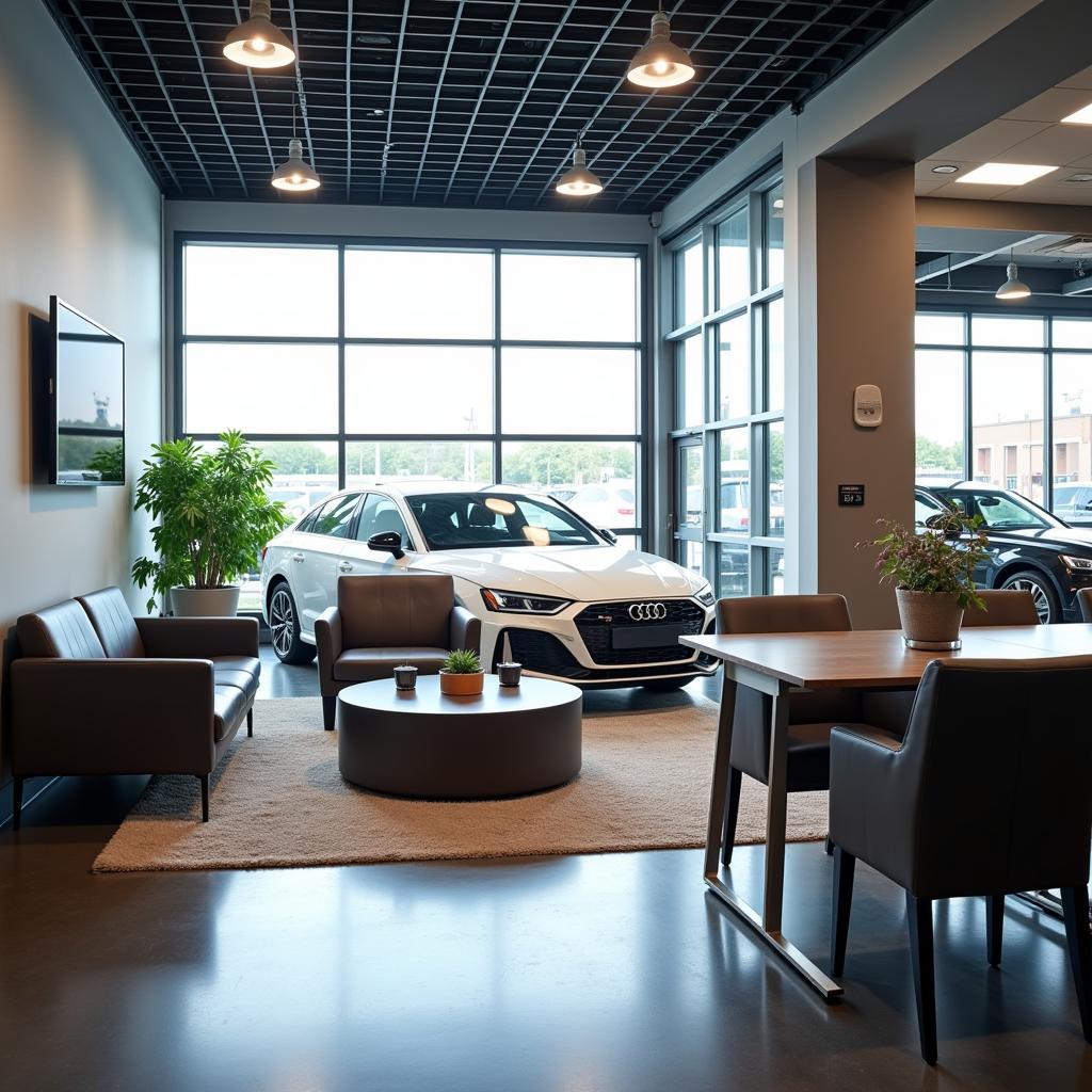 Comfortable customer lounge area at an Audi car service center