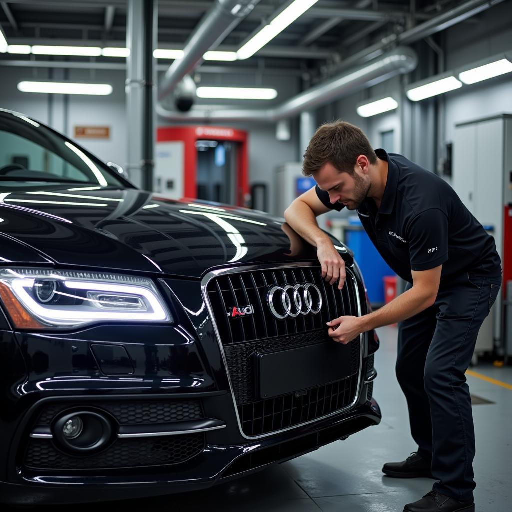 Audi Certified Technician Performing a Service