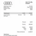 Sample Audi Service Invoice