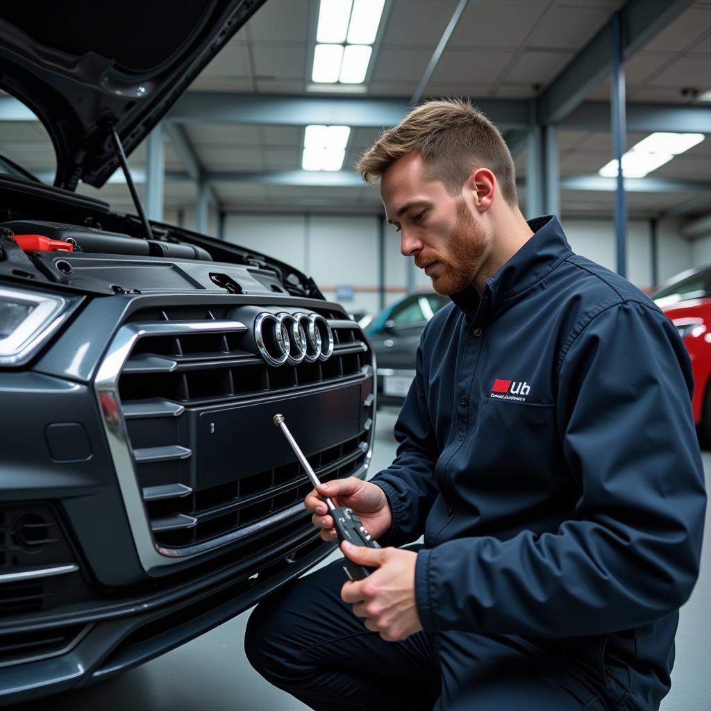 Audi Technician Performing Service