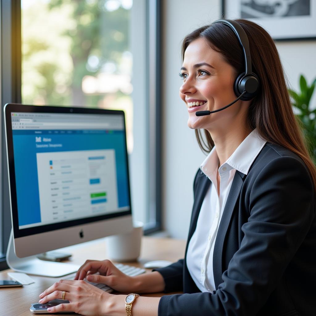 Aviva car insurance customer service representative assisting a client over the phone.