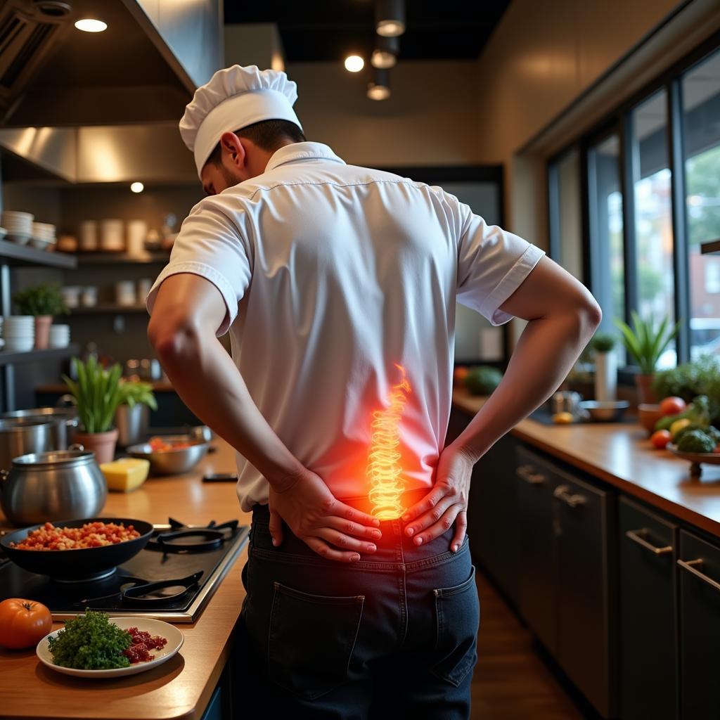 Chef suffering from back pain