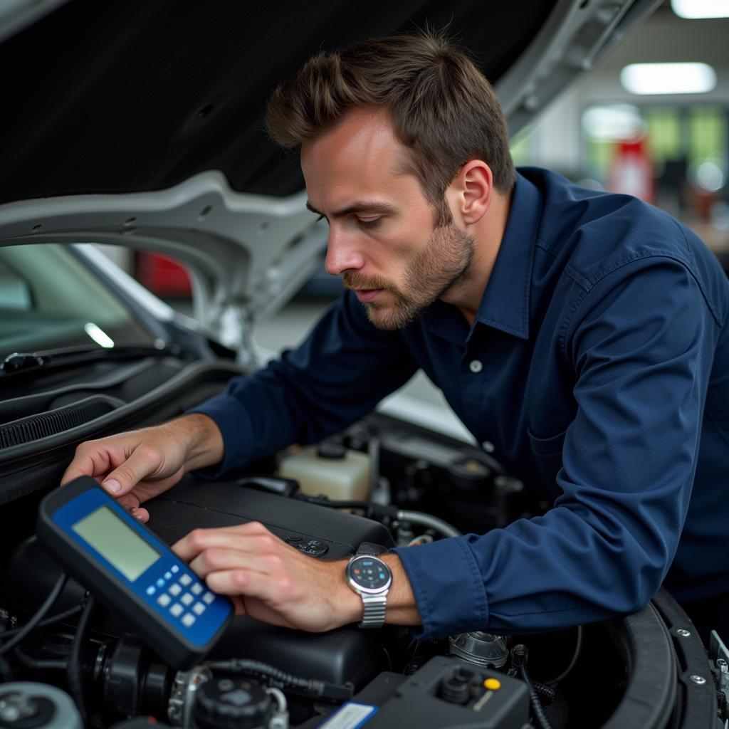 Experienced Mechanic Inspecting Car Engine in Balham