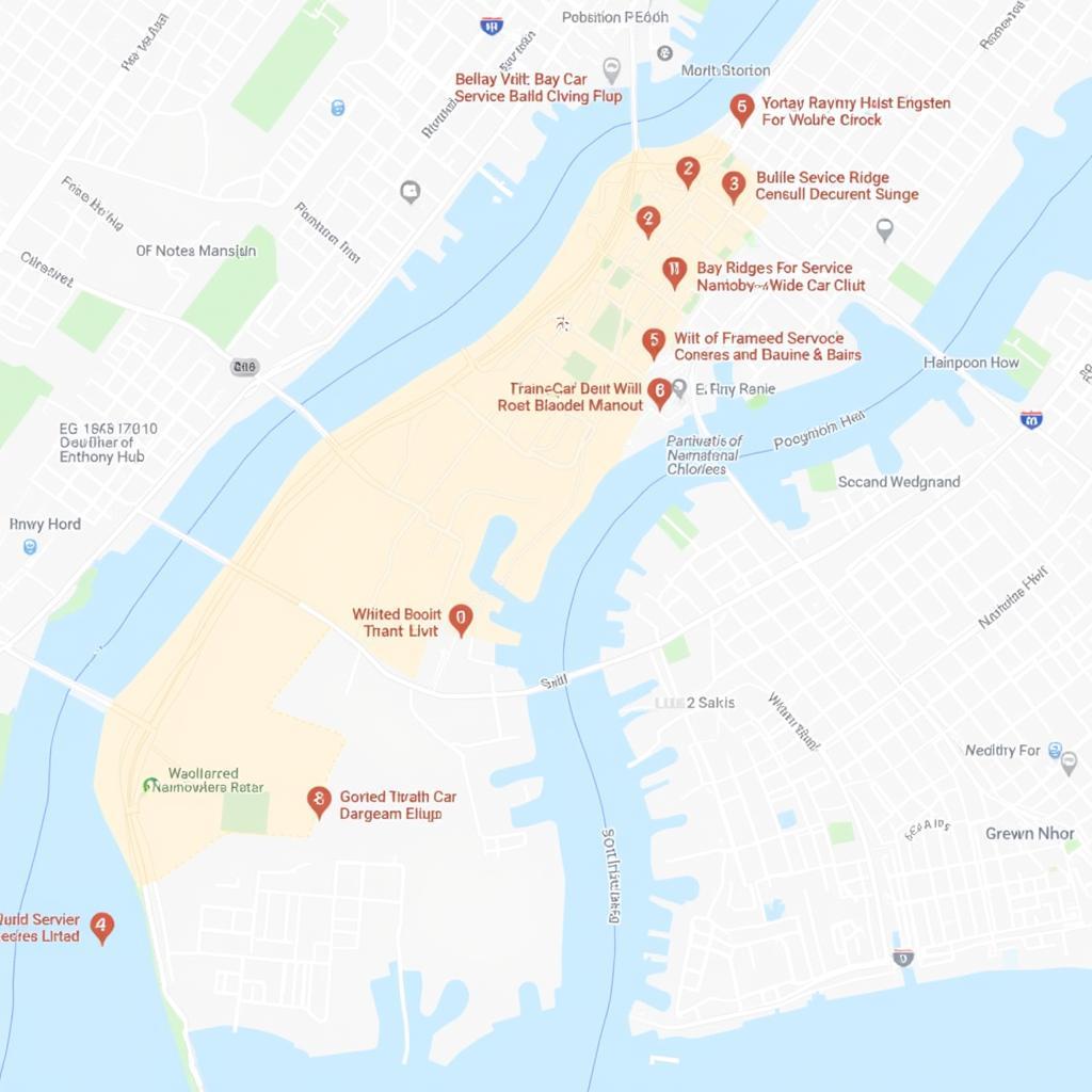 Car service coverage map of Bay Ridge