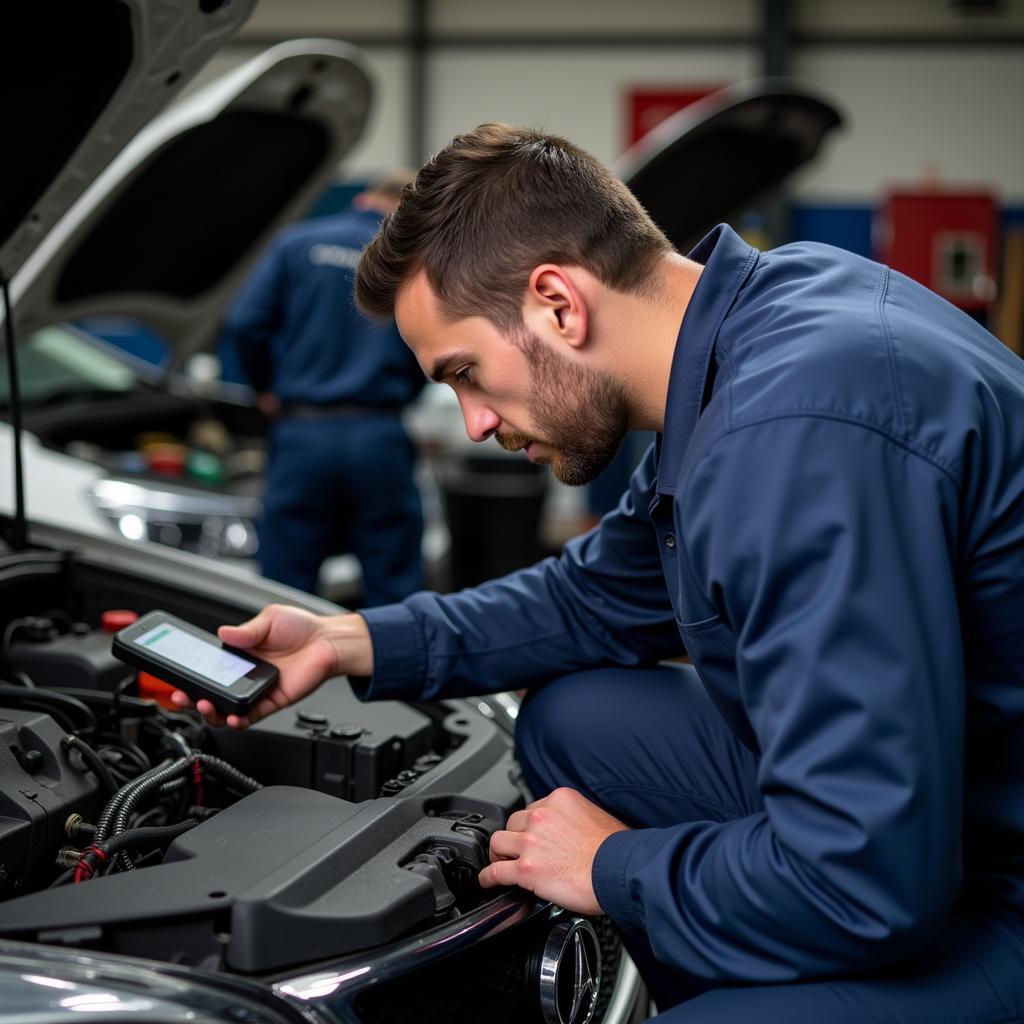 Bayswater Mechanic Inspecting Engine