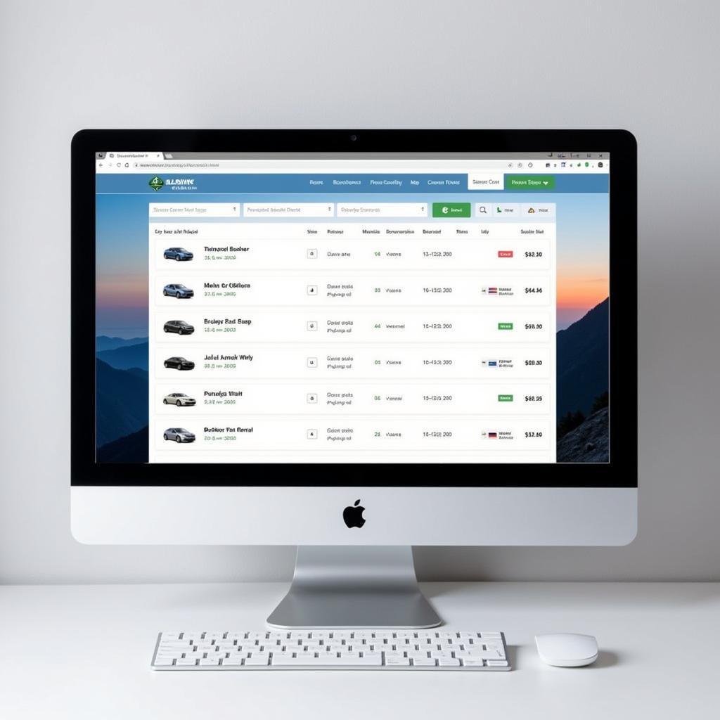 Screenshot of a car rental comparison website displaying various options in Bhopal