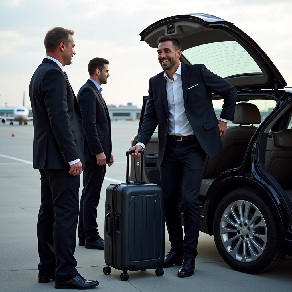 Chauffeur Assisting Passenger with Luggage