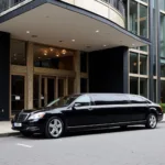 Black car limo parked in front of a luxurious building in Glenvar Heights