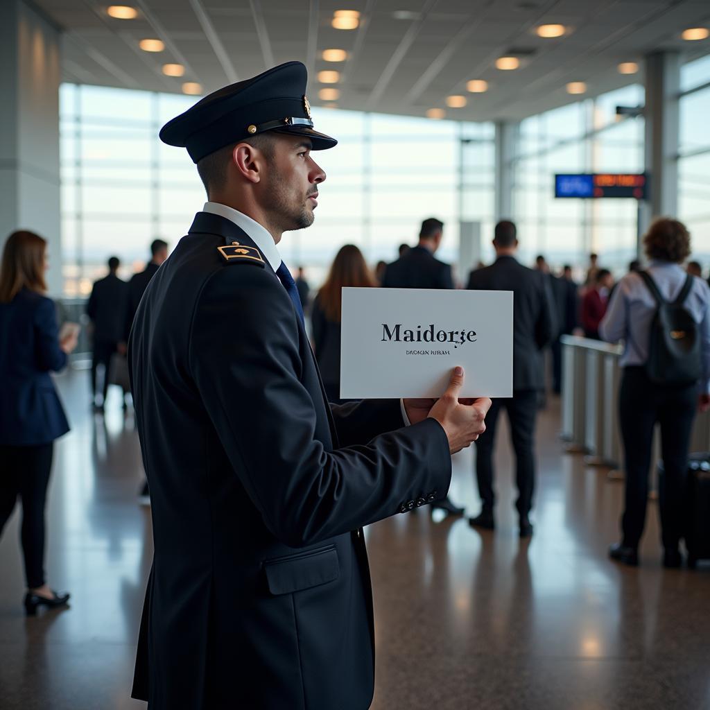 Chauffeur Greeting Client at Airport