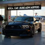 Luxury black car parked outside Boca Raton Airport