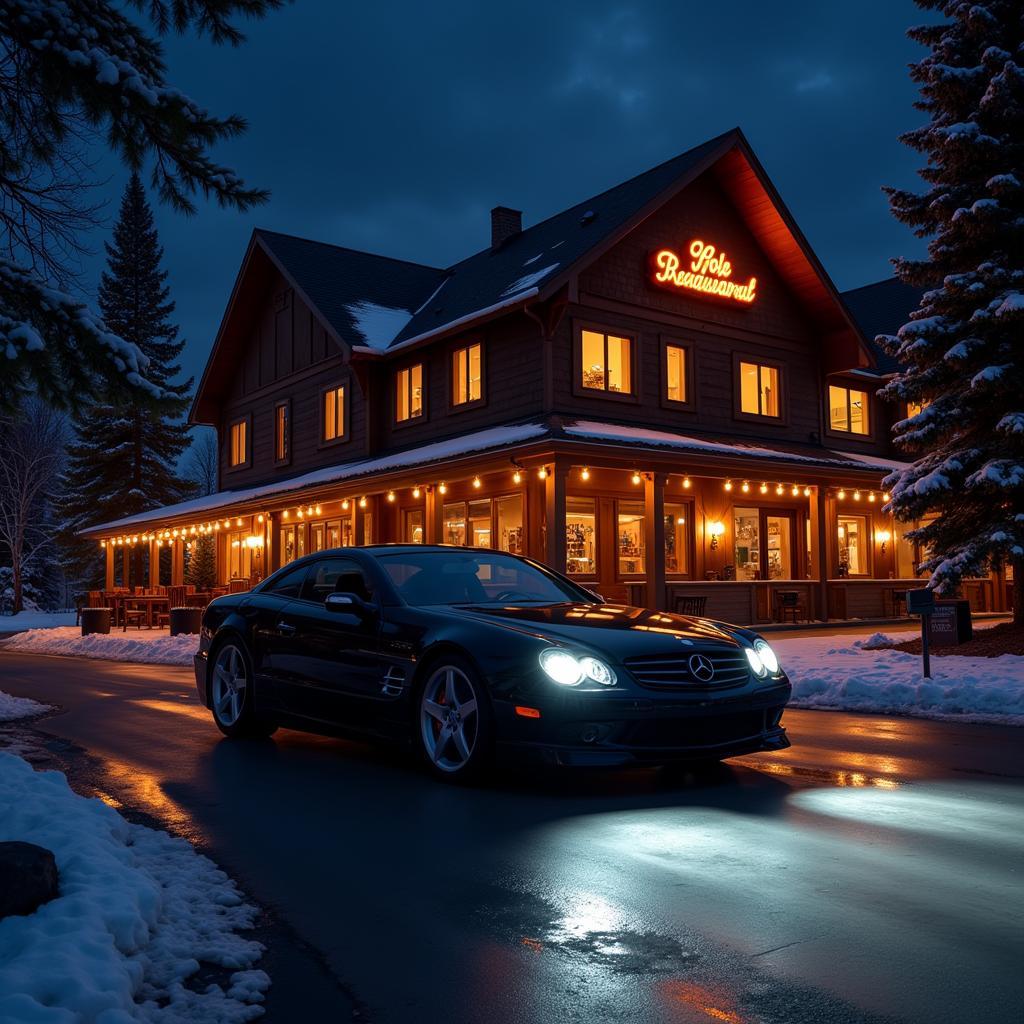 Black Car Service Illuminating a Jackson Hole Night