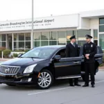 Black car service parked at Sarasota-Bradenton International Airport