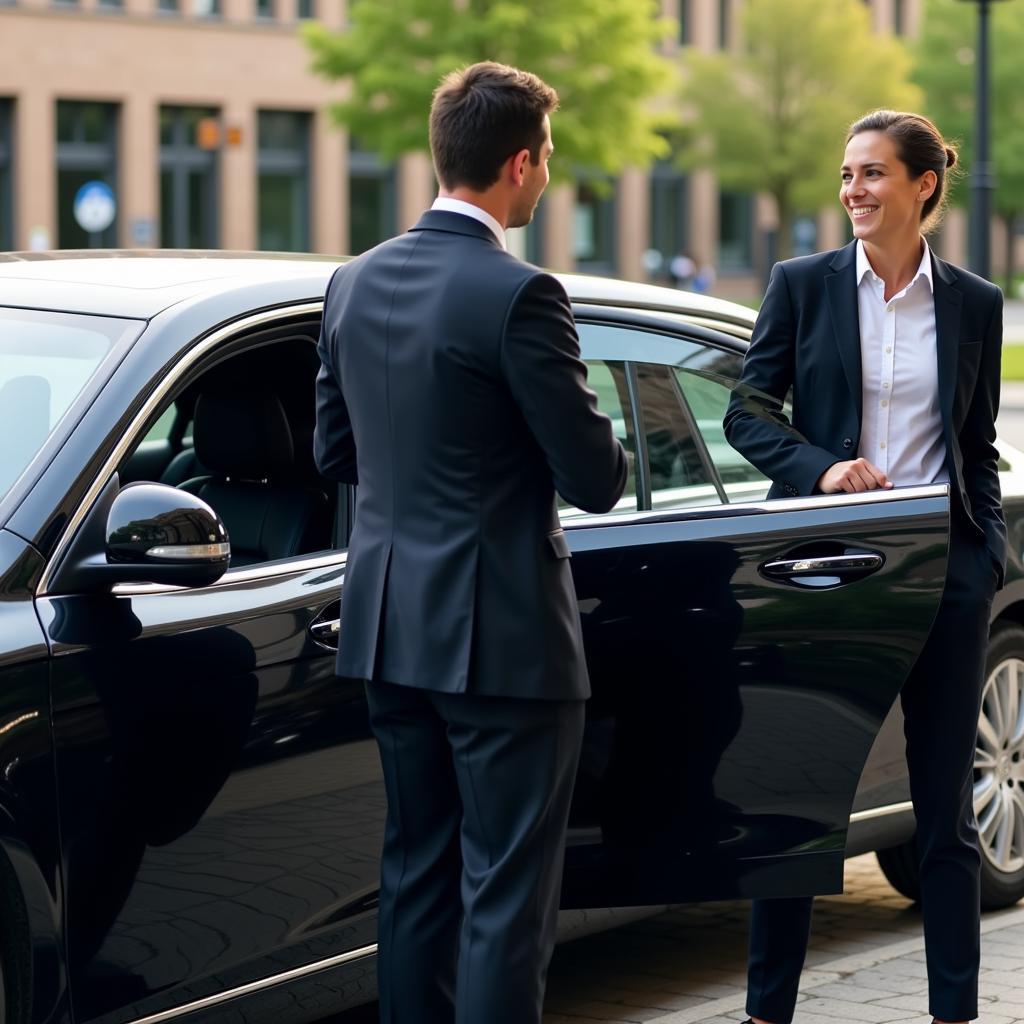 Blacklane chauffeur greeting a passenger