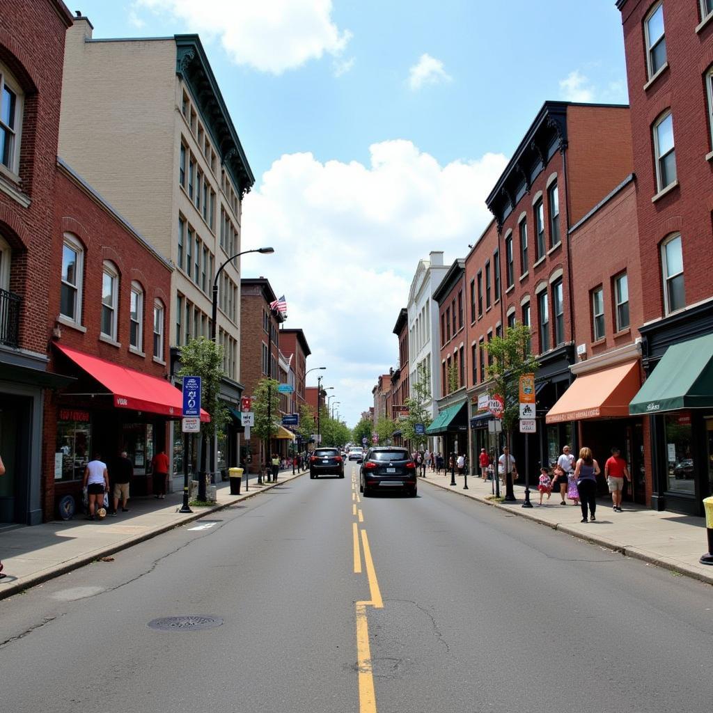 Vibrant Bloomfield, NJ downtown street