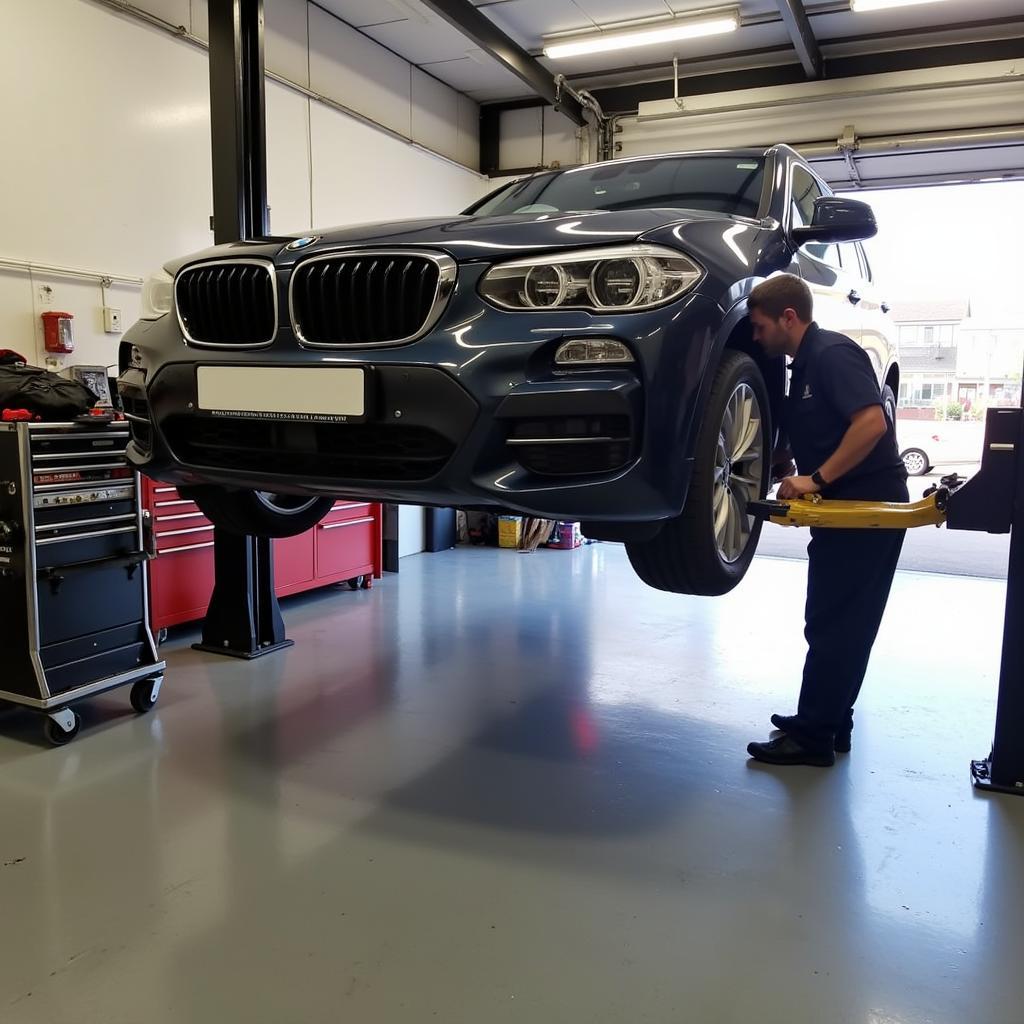 BMW Car Undergoing Service at a Garage in Stoke on Trent