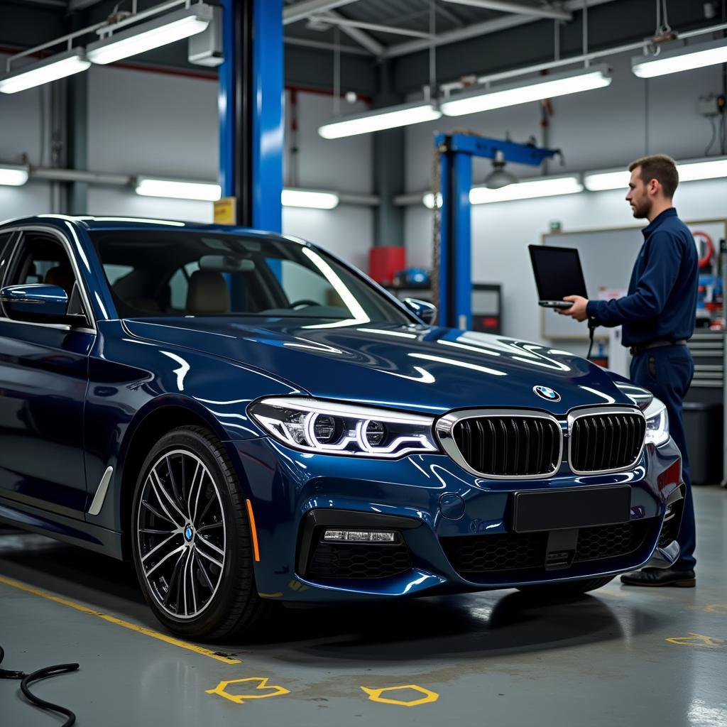 BMW F25 Connected to a Diagnostic Tool in a Workshop