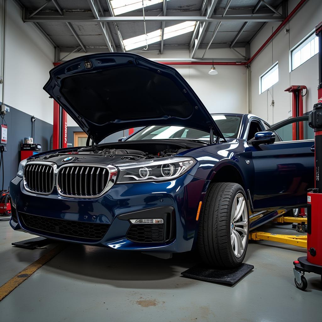 BMW undergoing routine maintenance in Worthing