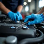 BMW Specialist Technician Working on Engine