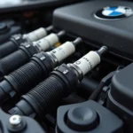 BMW X3 Engine Bay with Highlighted Spark Plugs