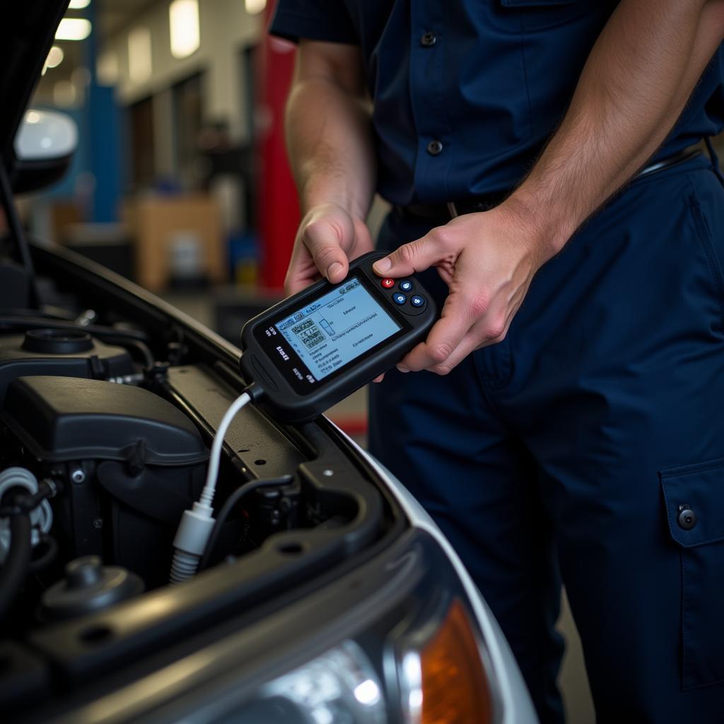 A mechanic in Boardman performing car diagnostics