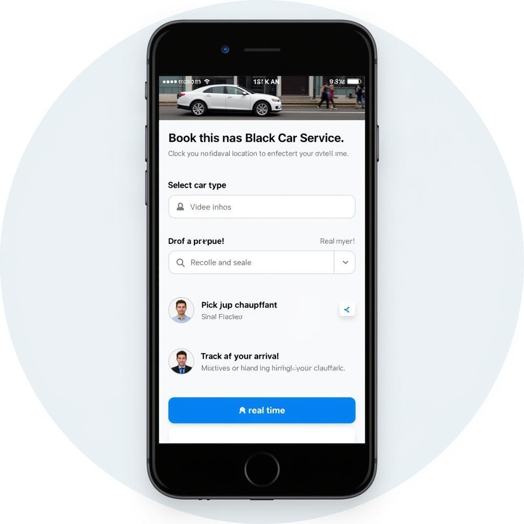 Booking Black Car Service on Mobile App